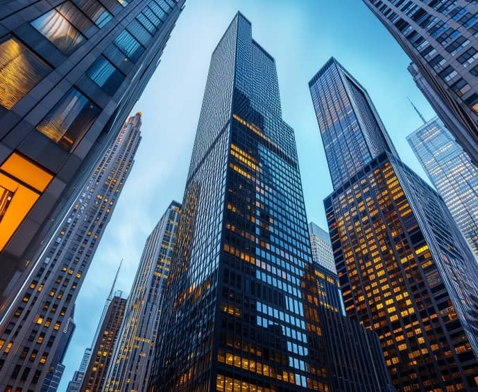 Skyscrapers in a financial district representing Mount Logan Capital Singapore investment services
